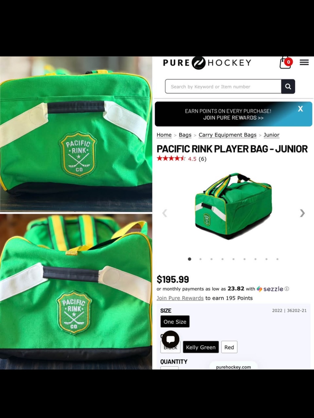 Pacific Rink Player Hockey Bag  Junior